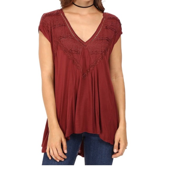 Free People shirt in Wine - Picture 1 of 7